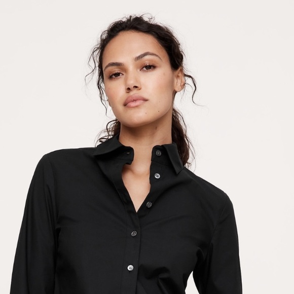 NWT Banana Republic Riley II Tailored Black Shirt Size 4 Petite - Picture 5 of 9